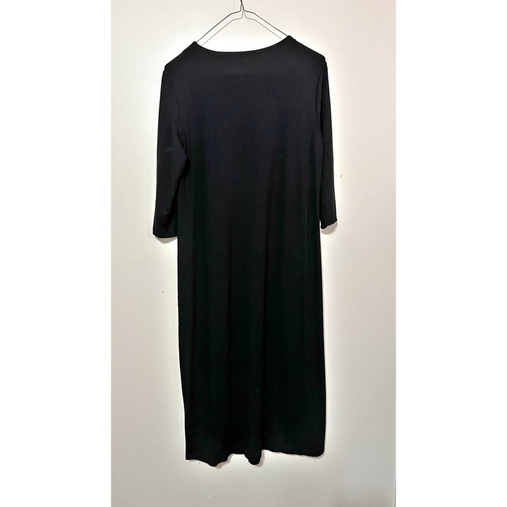 Eileen Fisher Jersey Knit Black Midi Dress S - Picture 4 of 9